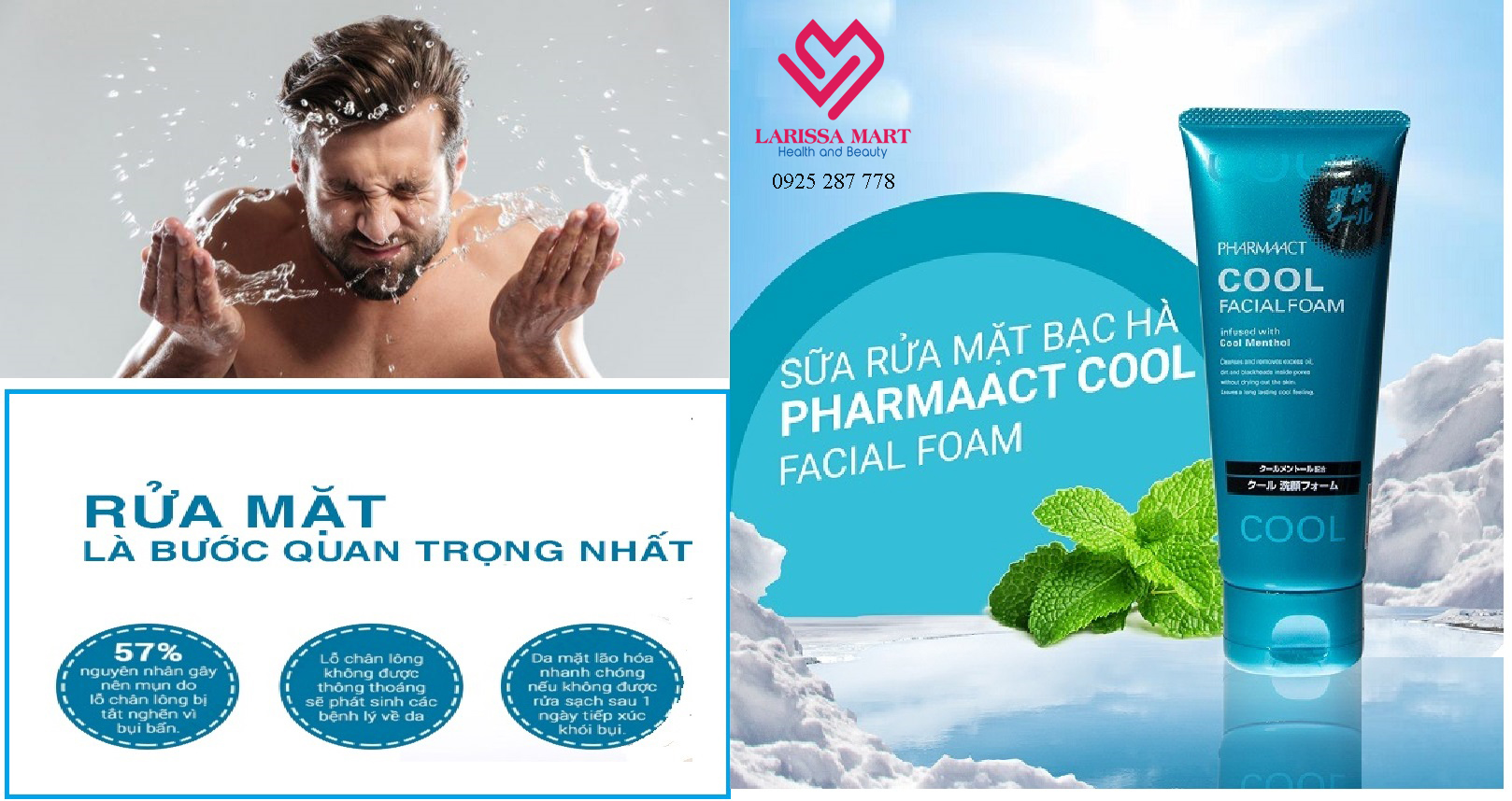 Sữa rửa mặt Pharmaact Cool cho nam tuýp 130g