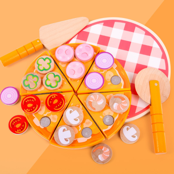 Đồ chơi cắt bánh pizza bằng gỗ cho bé