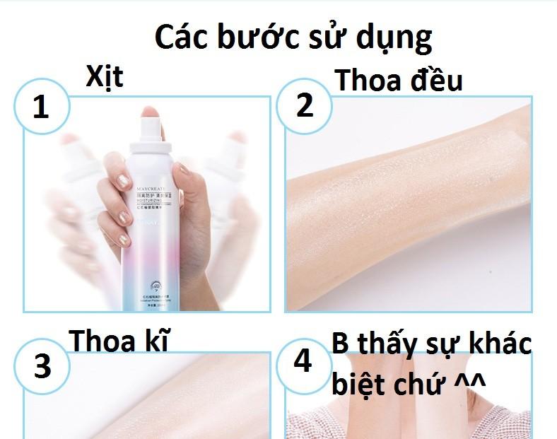 Xịt trang điểm chống nắng MayCreate 150ml nâng tone da