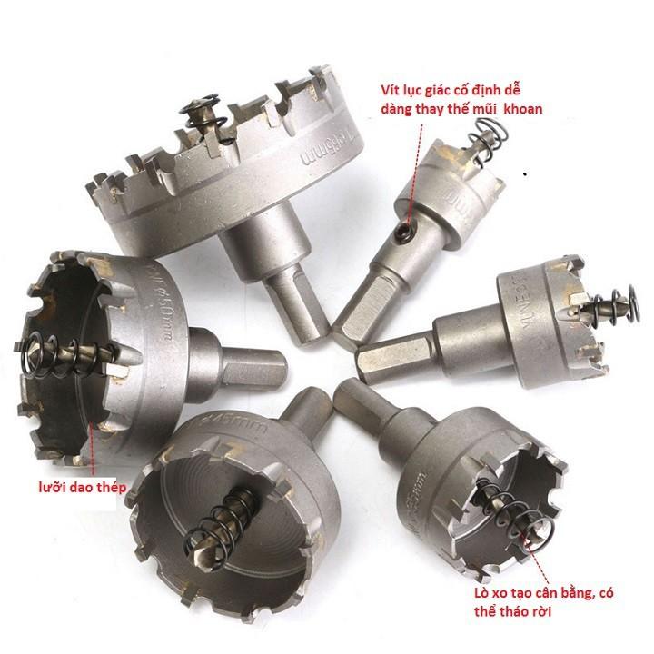 MŨI KHOAN KHOÉT LỖ - BỘ 6 TỪ 22MM-65MM - 000669