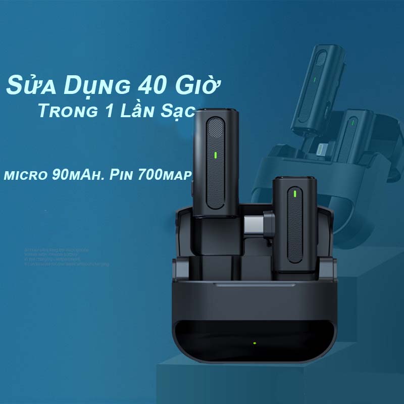 Micro Không Dây Cài Áo Thu Âm Cho Điện Thoại Mic Thu âm Livestream Không Dây Mini Cho Iphone Ipad Android - Sunny Store 88