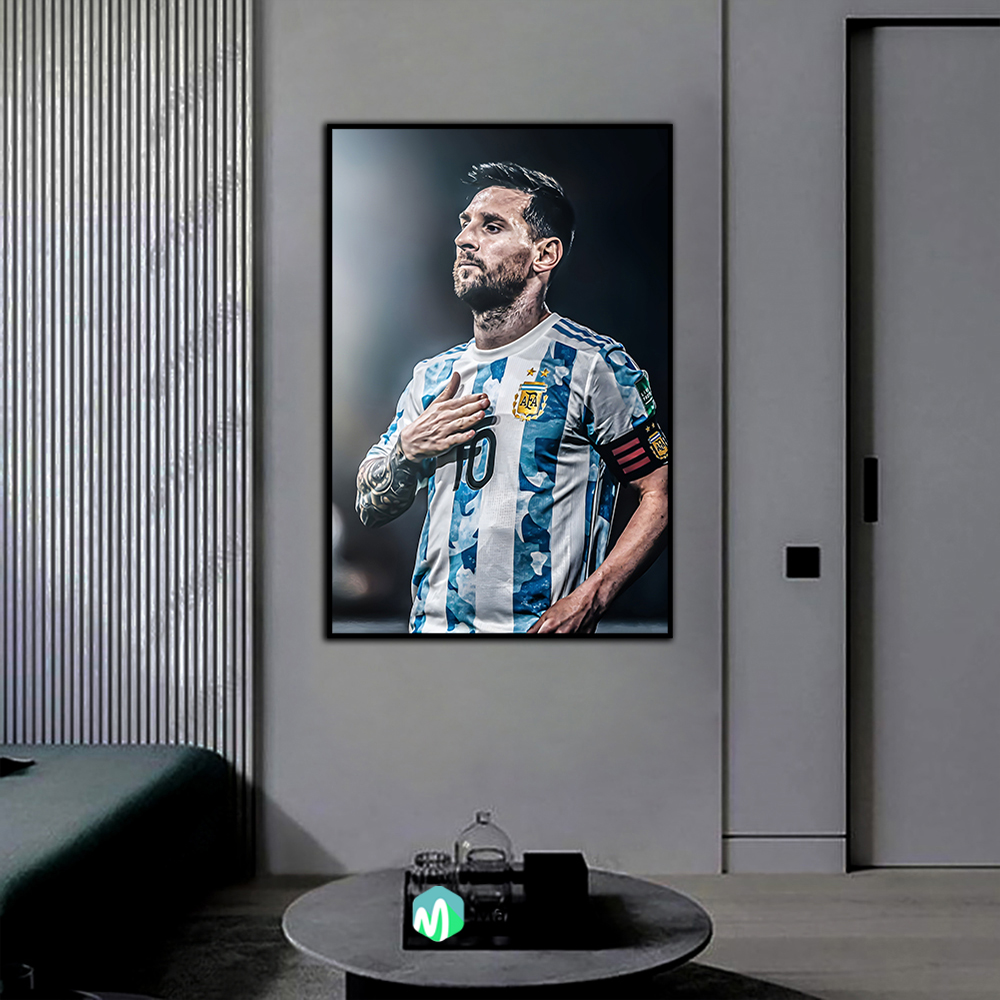 Tranh Messi Argentina Treo Tường Tranh Canvas Có Khung Composite Trang Trí Phòng Net