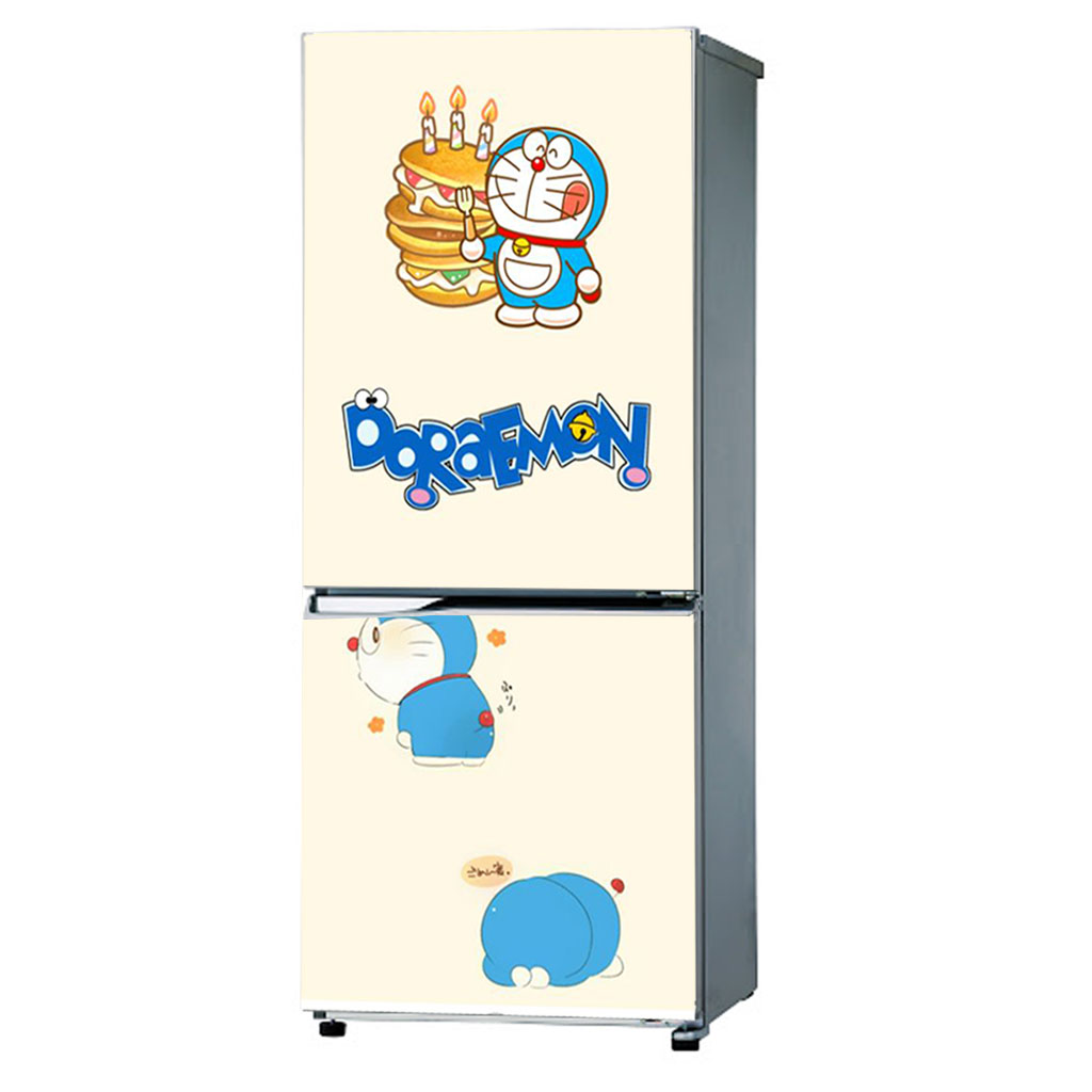 [HCM]Decal dán trang trí tủ lạnh mẫu Doraemon và bánh rán