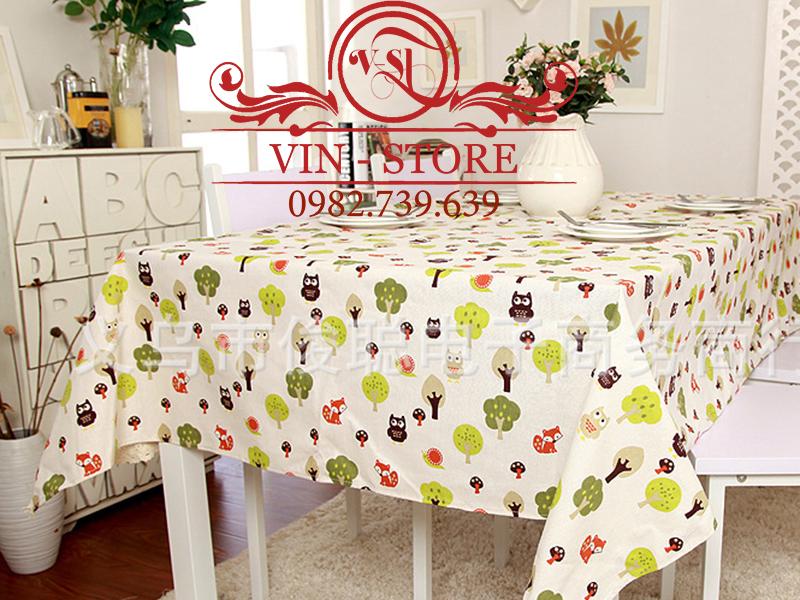 140x180cm KB016 Khăn trải bàn Cây Xanh Lá Cây Vinstore Homedecor khăn trải bàn đẹp khăn ăn khăn bàn tablecolths tableware flower canvas vintage tea dining table cafe fabric linen cotton