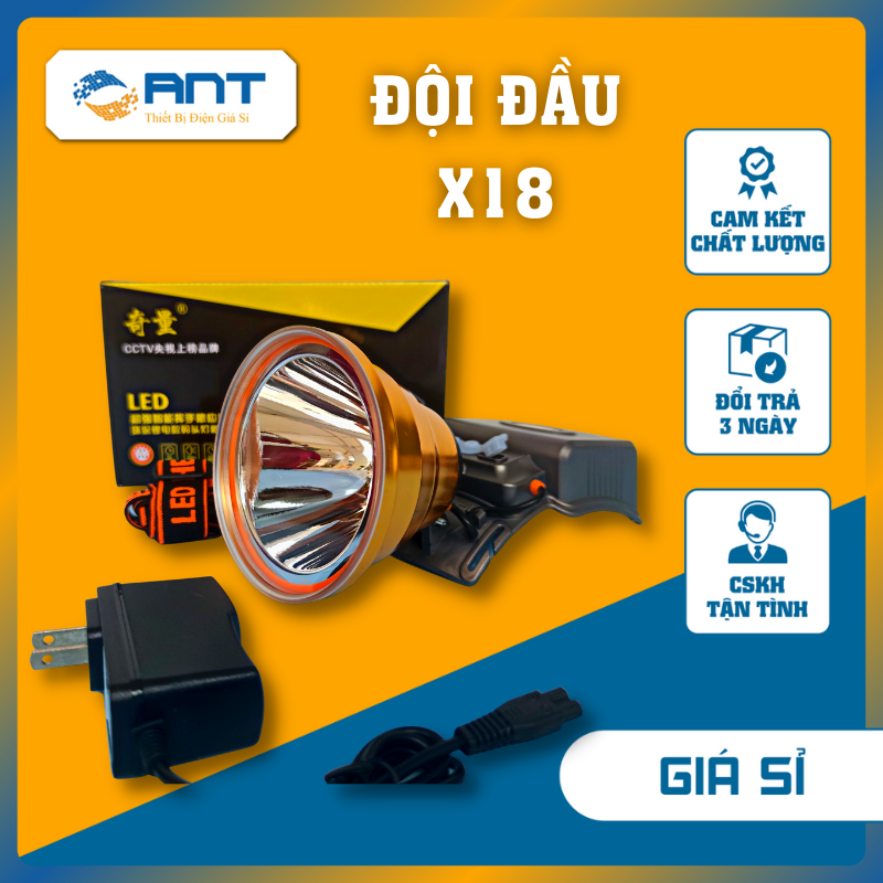 Đèn pin đội đầu siêu sáng  chiếu xa 300m - X18 / V90