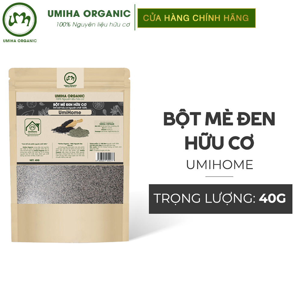 Bột Mè Đen đắp mặt nạ hữu cơ UMIHOME nguyên chất 135G | Loại bỏ mụn, cung cấp dưỡng chất cho da hiệu quả