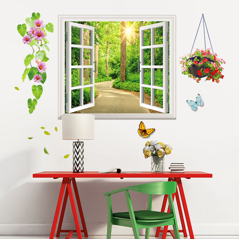 Decal dán tường cửa sổ xanh mặt trời DXL1141