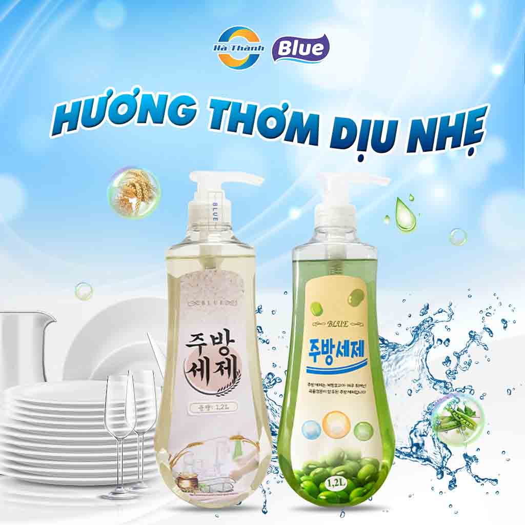NƯỚC RỬA CHÉN GẠO, ĐỖ XANH BLUE 1200ml (Hàn Quốc) Sữa Gạo 1l2