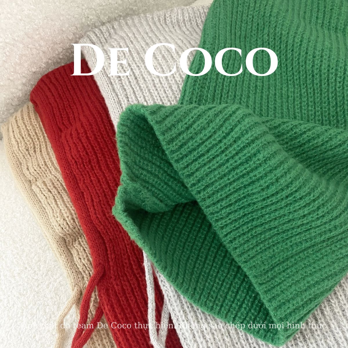 Khăn len mùa đông, khăn len trùm đầu nhiều màu De coco