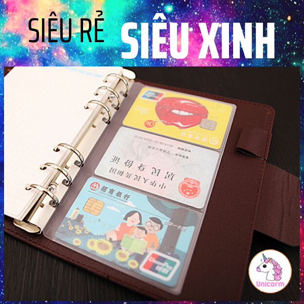 Túi zip đựng sticker và túi đựng thẻ cho sổ còng planner A5
