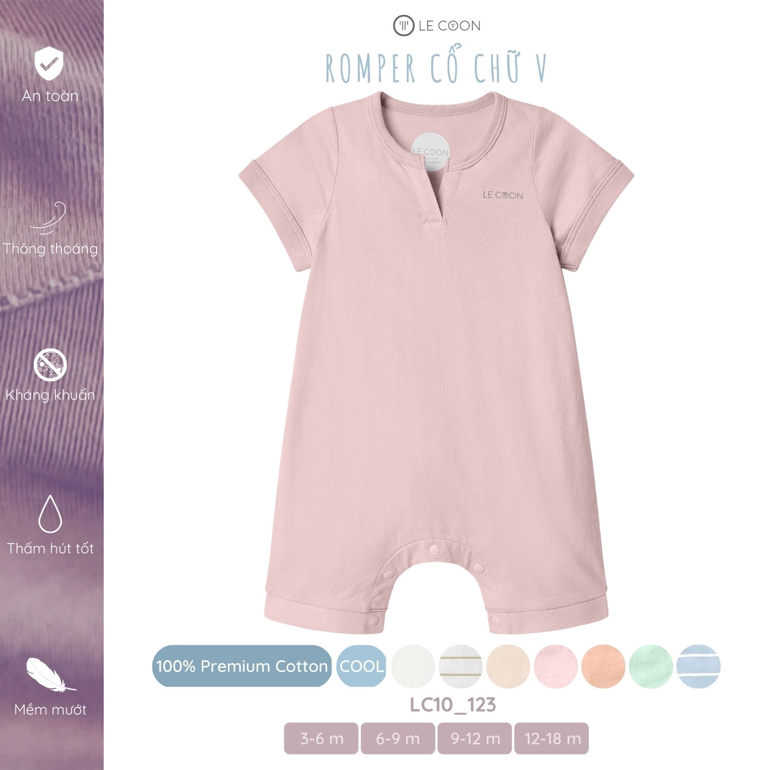 LE COON | ROMPER CỔ CHỮ V | COOL | 3 - 18 tháng
