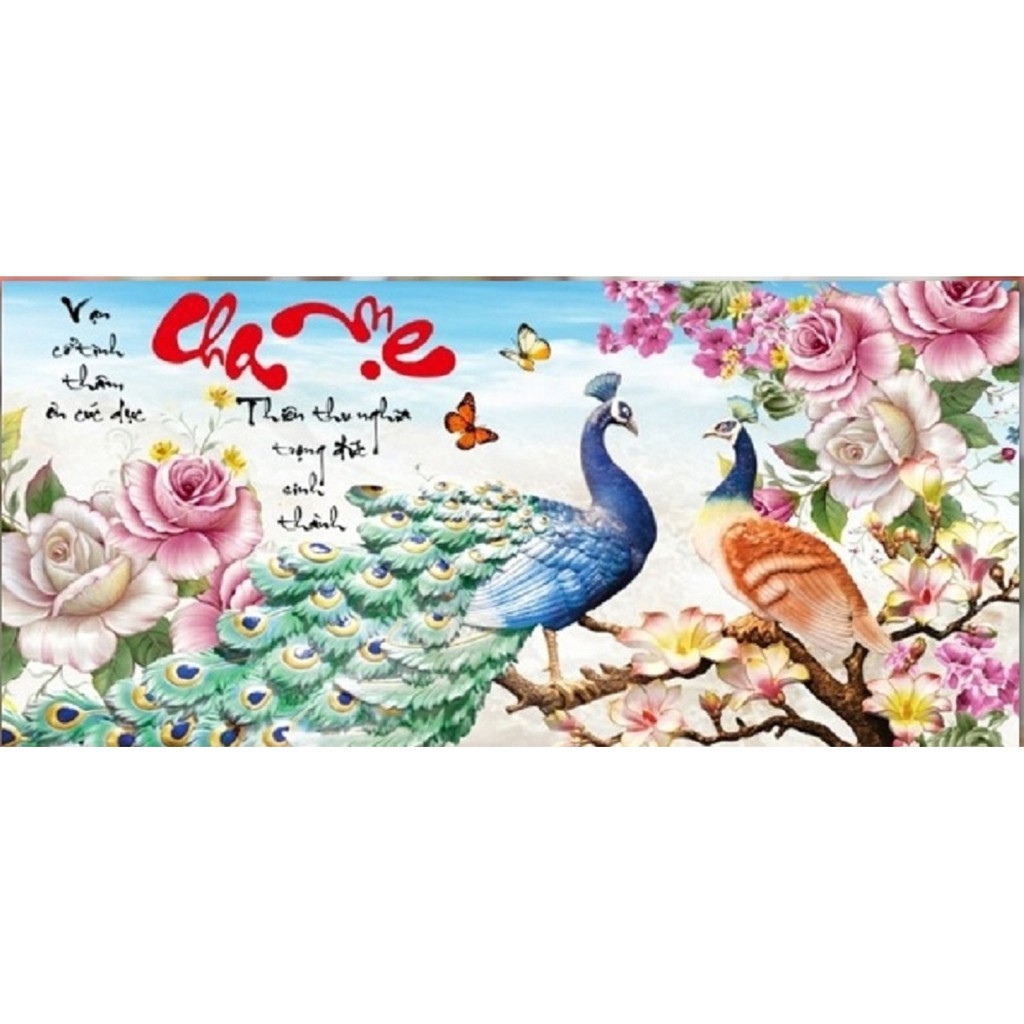 TRANH THÊU 3D CHA MẸ 83x43cm