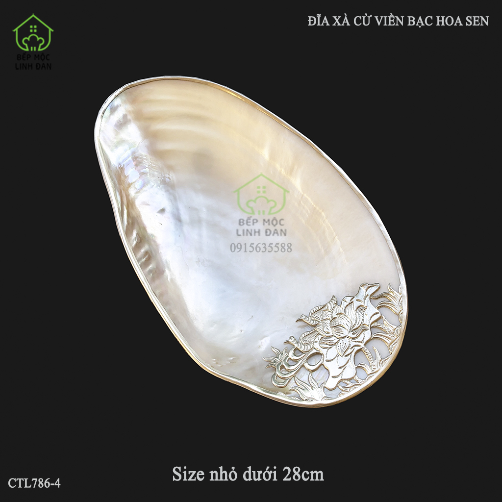 [FREESHIP MAX]Đĩa đựng trái cây làm bằng xà cừ bọc đồng mạ bạc - Phong cách Âu cổ điển và sang trọng.