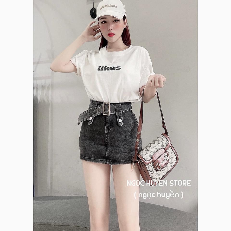 chân váy jeans kèm đai hàng loại 1