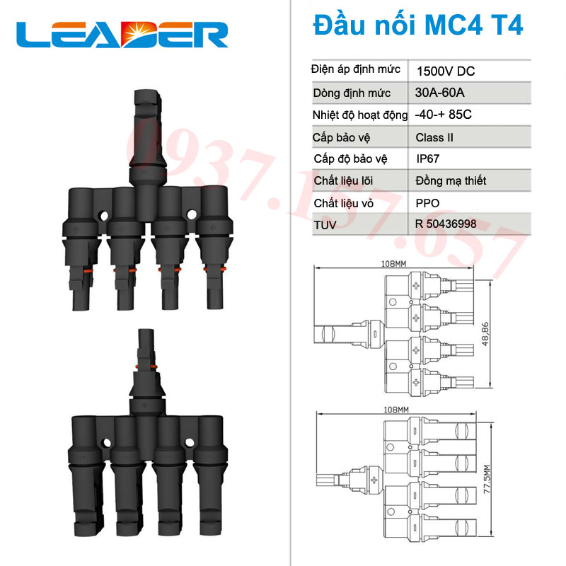 [HCM]Đầu nối MC4 T4 ( vào 4 đầu ra 1 đầu)
