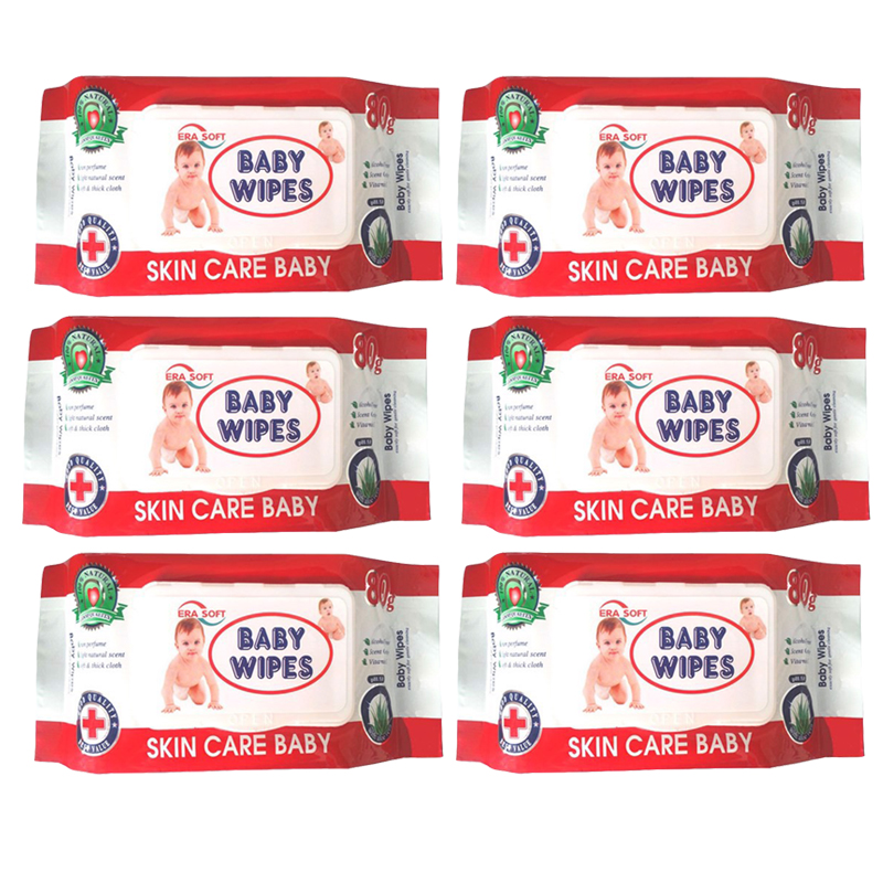 Bộ 6 khăn ướt Baby Wipes (bịch lớn)
