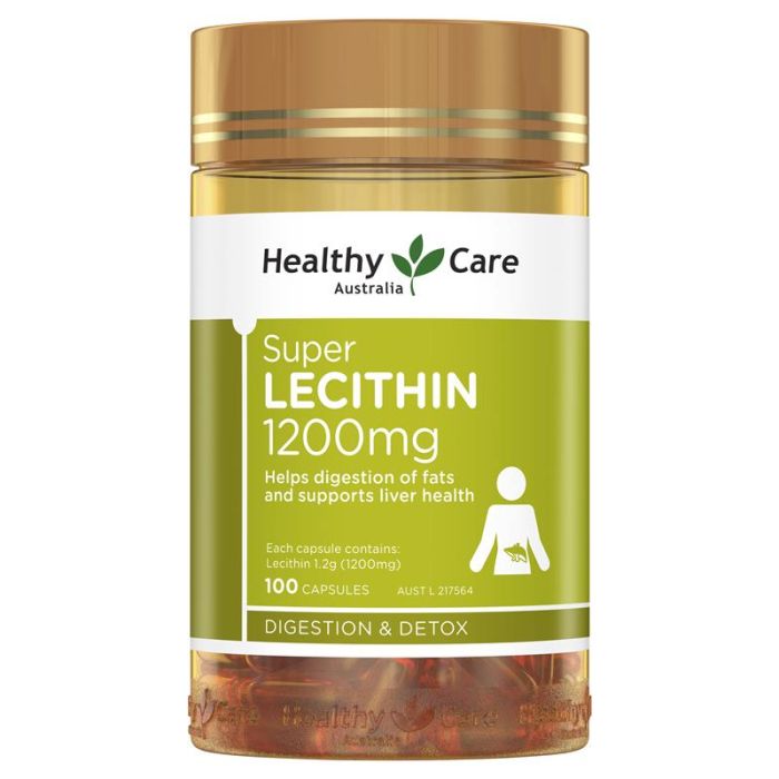 Viên uống mầm đậu nành Healthy Care Super Lecithin 1200mg 100 Capsules