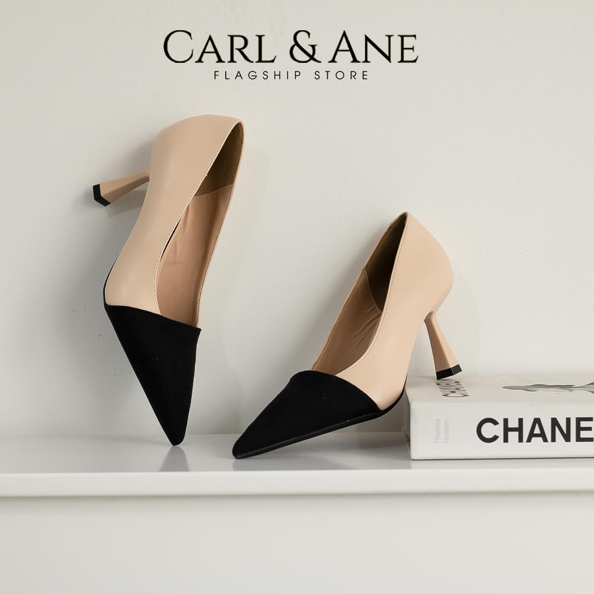 Carl & Ane - Giày cao gót mũi nhọn gót cao 7cm thời trang màu đen _ CP018