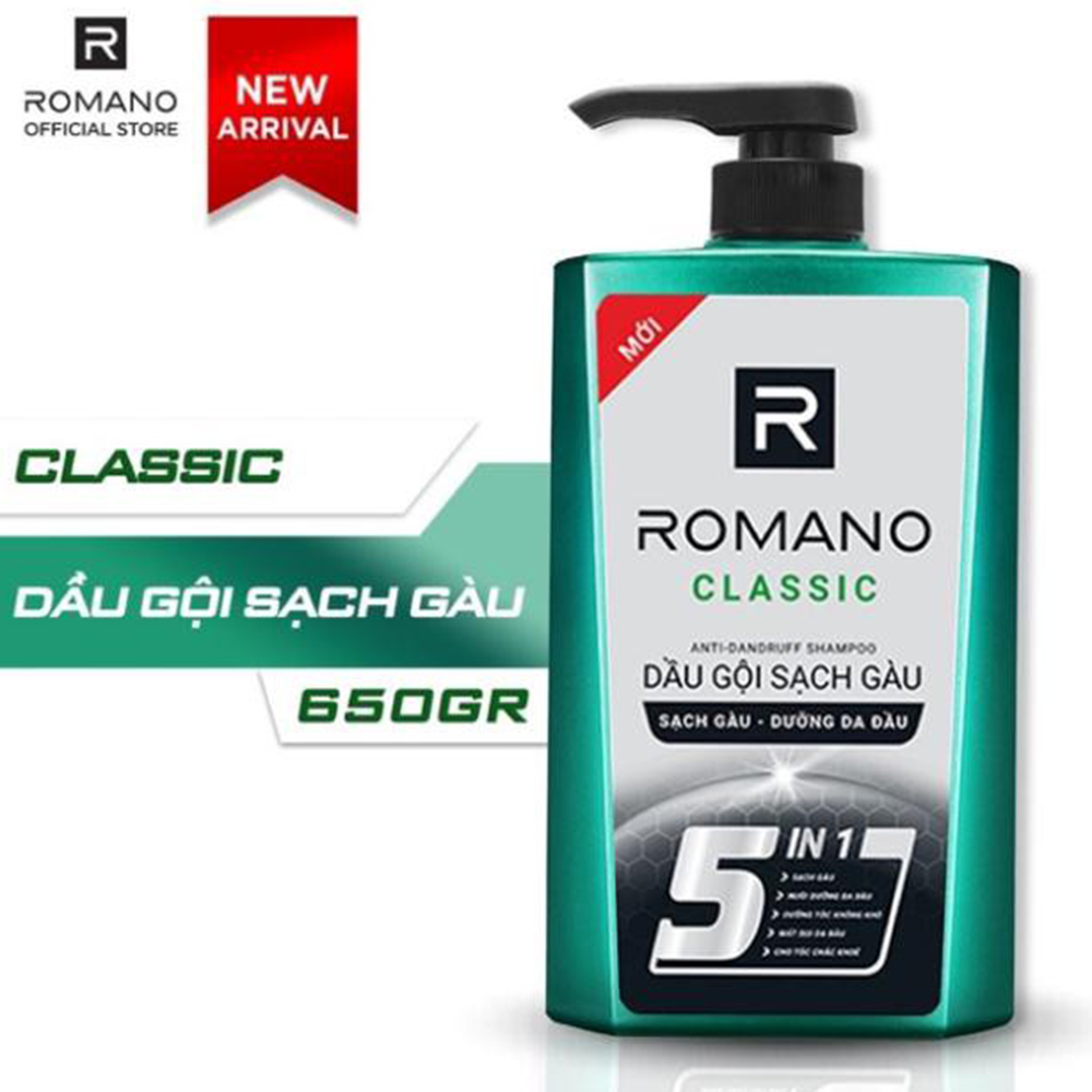 Dầu gội sạch gàu Romano Classic 650g