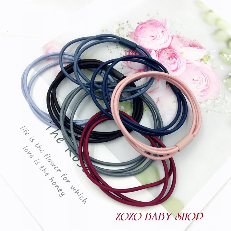 Set 5 dây cột tóc thun (3 sợi) đơn giản ( Hình thật, dây bền đẹp, người lớn trẻ nhỏ đều dùng được)