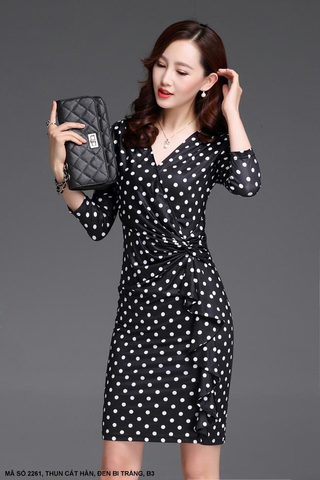 Mydu Shop | Ms 2261 Party Dress with Light Polka Dots, Flattering Waist, Elegant Figure