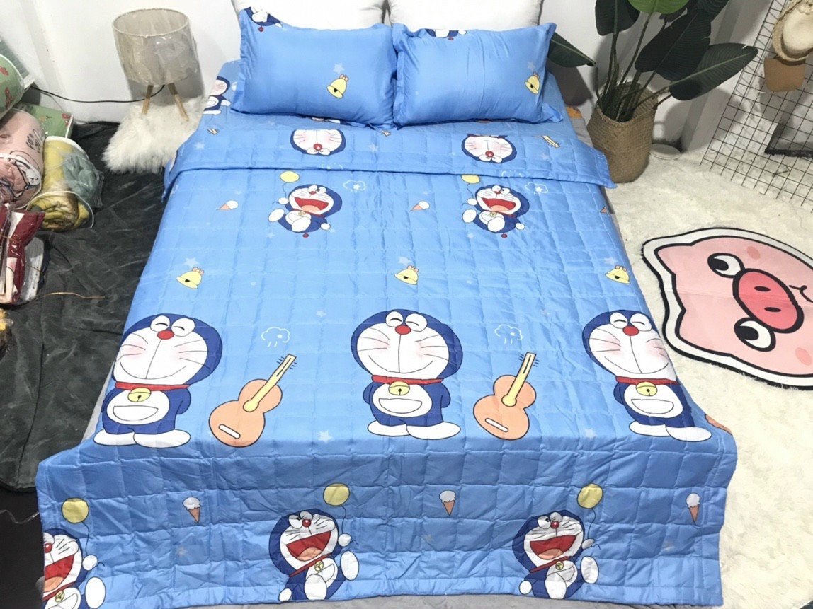 Chăn hè thu trần bông 3 lớp cotton poly 1m8x2m, mẫu cầu vồng