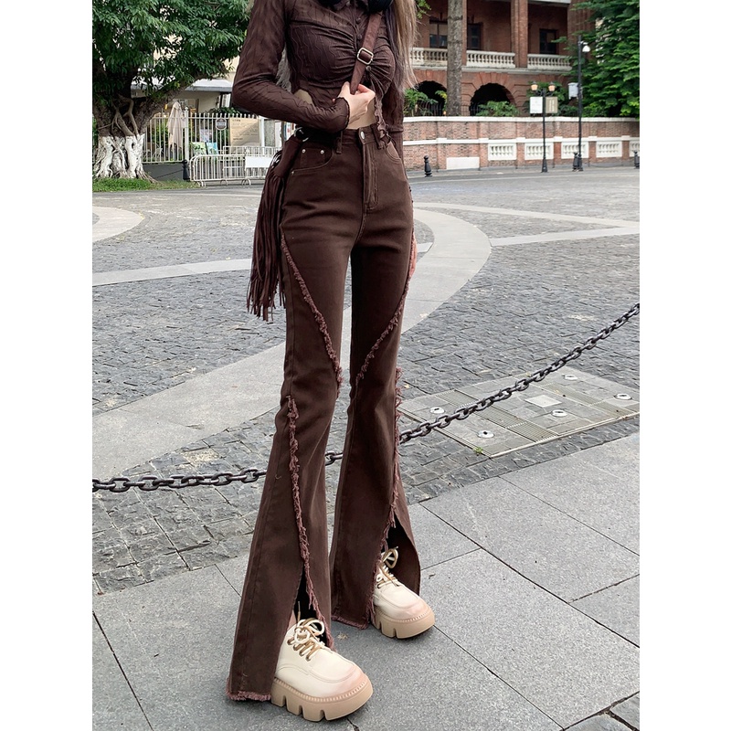 Quần Jeans Nữ Ống Loe Xẻ Tà Thời Trang Cá Tính