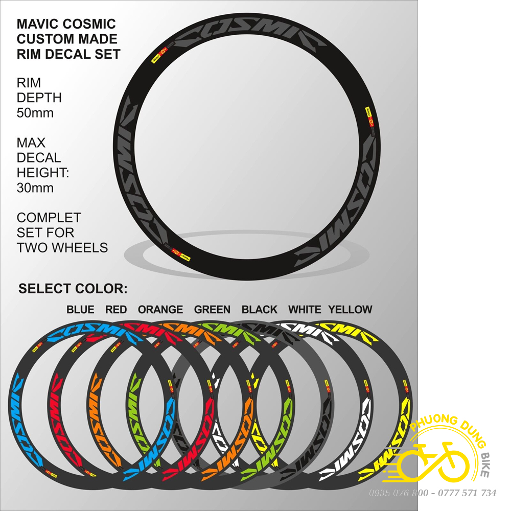 Tem decal dán vành xe đạp road 700C (CAMPA, DURA, GIANT, FAST FORWARD...)