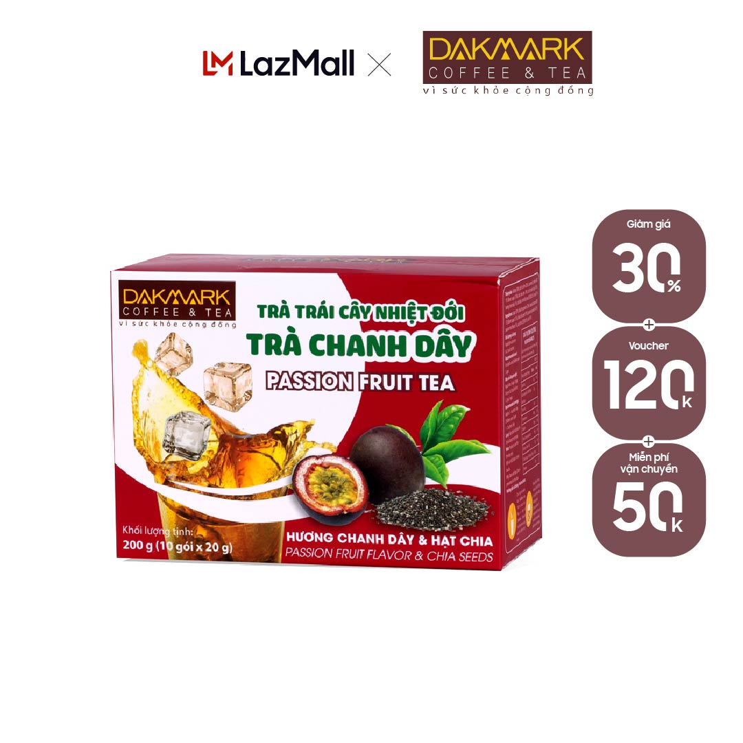 Trà chanh dây hạt chia DakMark - Trà hòa tan 200g (10gói x 20g)
