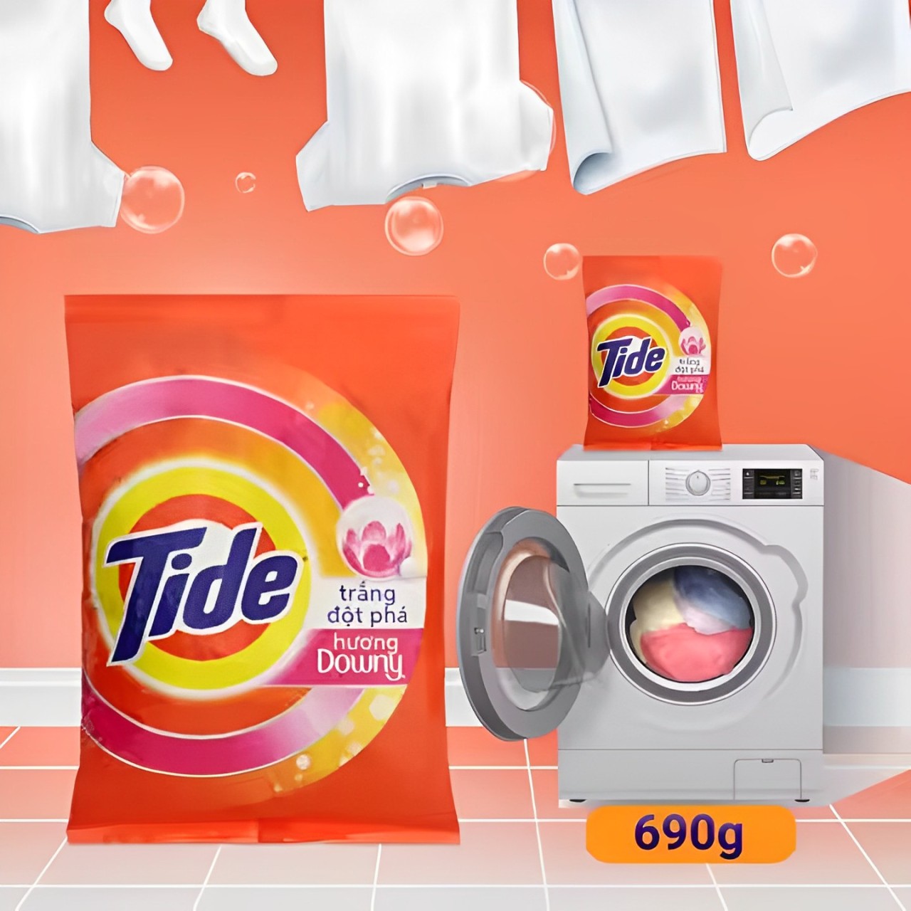 Bột giặt Tide trắng đột phá hương Downy 690g