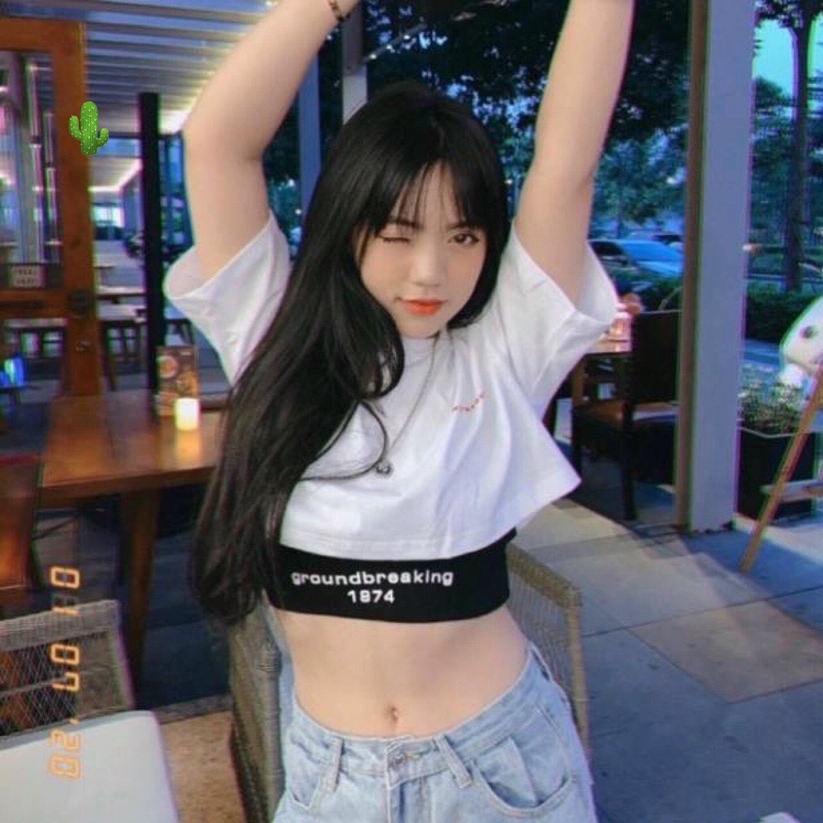 Set áo kiểu croptop kèm áo thun ba lỗ trong 1974 cá tính pcu