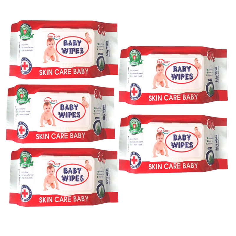 Bộ 5 khăn giấy ướt Baby Wipes (bịch lớn)