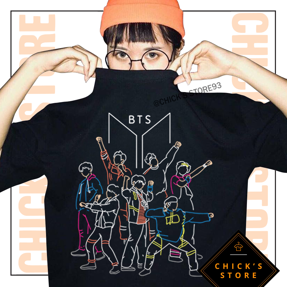 Áo thun tay lỡ BTS (Màu đen) - Áo thun Kpop cá tính