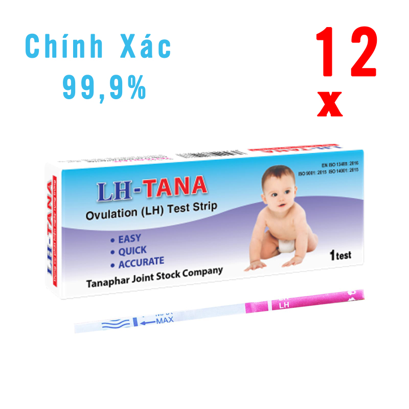 Que thử rụng trứng - Dụng cụ phát hiện ngày rụng trứng LH- TANA - An toàn - Nhanh chóng - Đơn giản và Chuẩn xác - Hộp to 12 que