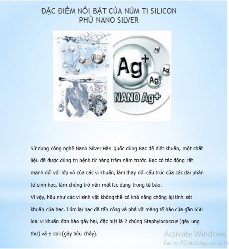 Núm vú (núm ty) MummyBee Nano Silver cổ rộng