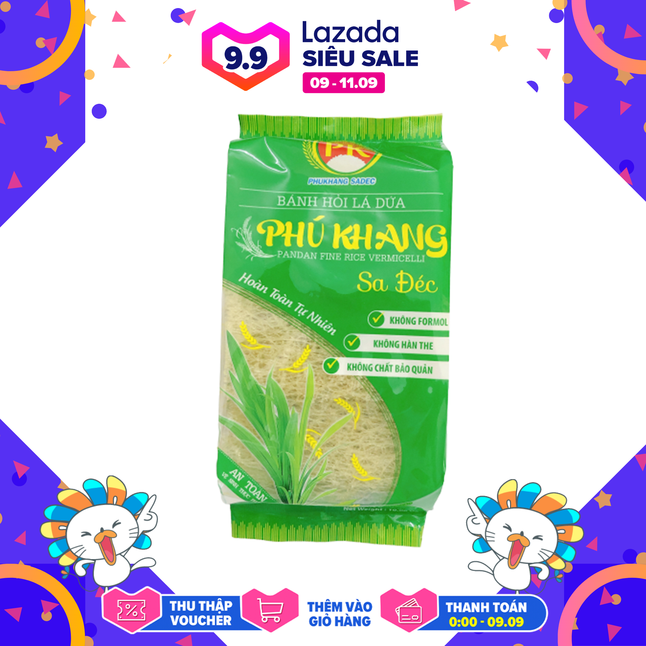 BÁNH HỎI LÁ DỨA (KHÔ) PHÚ KHANG- SA ĐÉC TÚI 300G