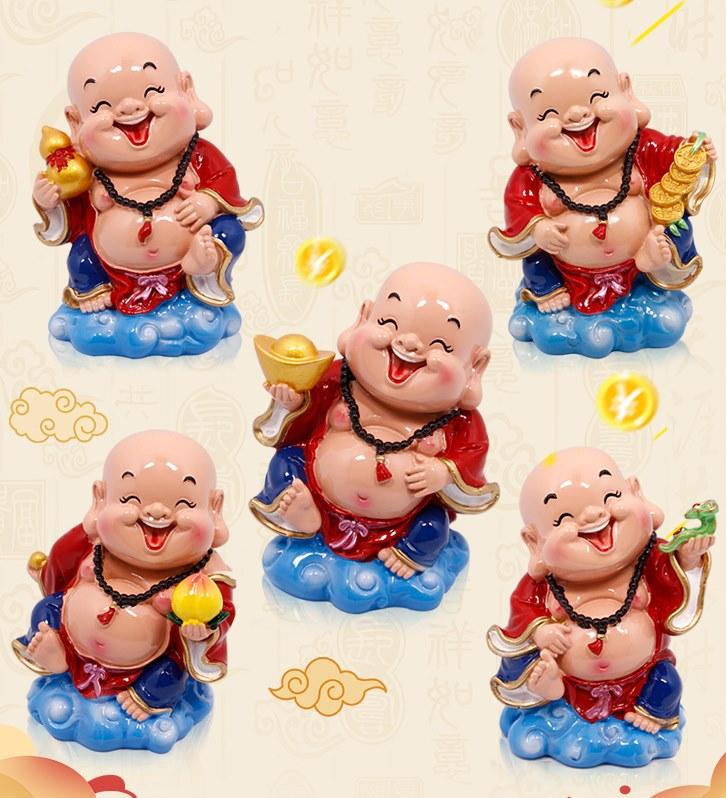 Bộ 05 tượng chibi phật di lặc 7.5cm