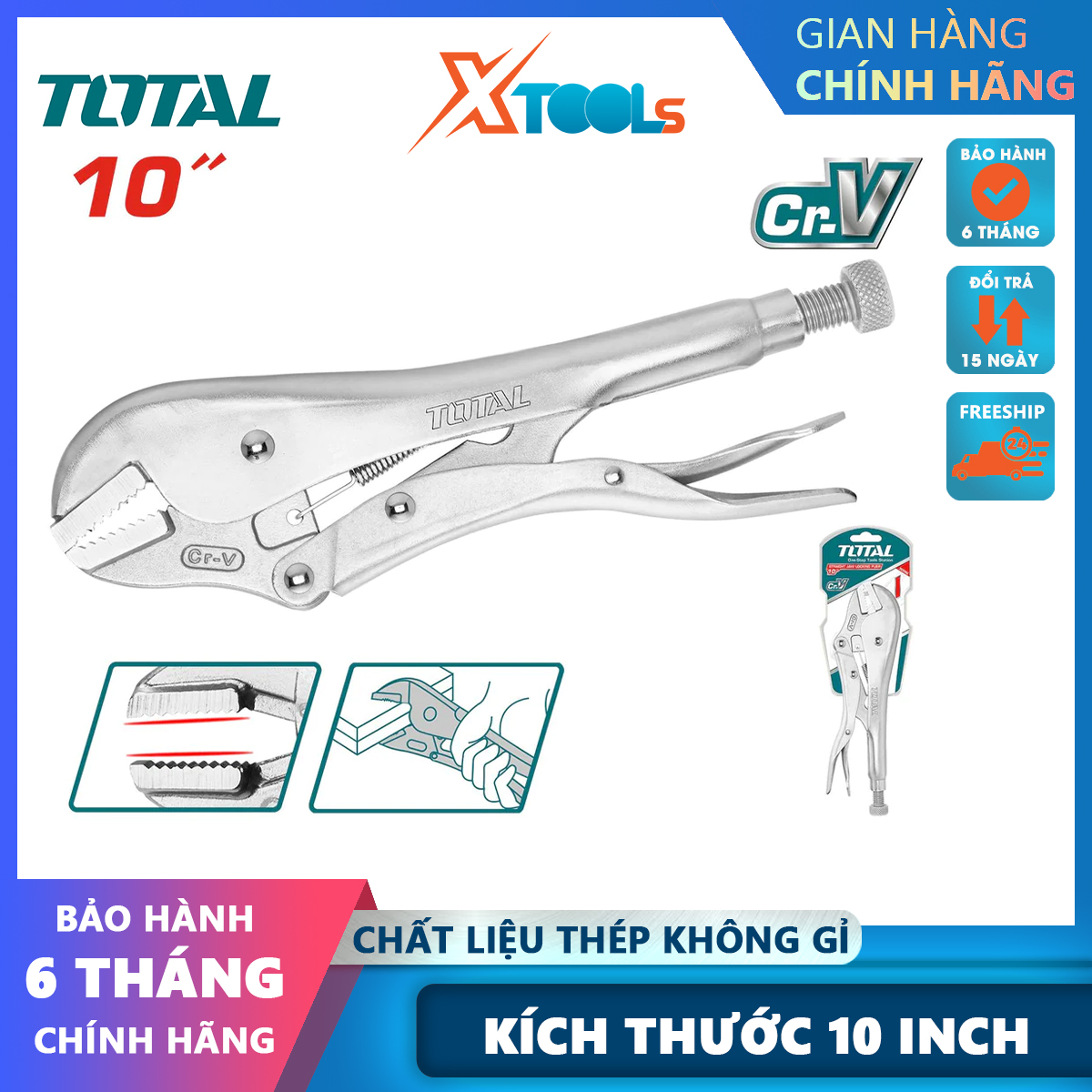 10 inches total straight jaw pliers
