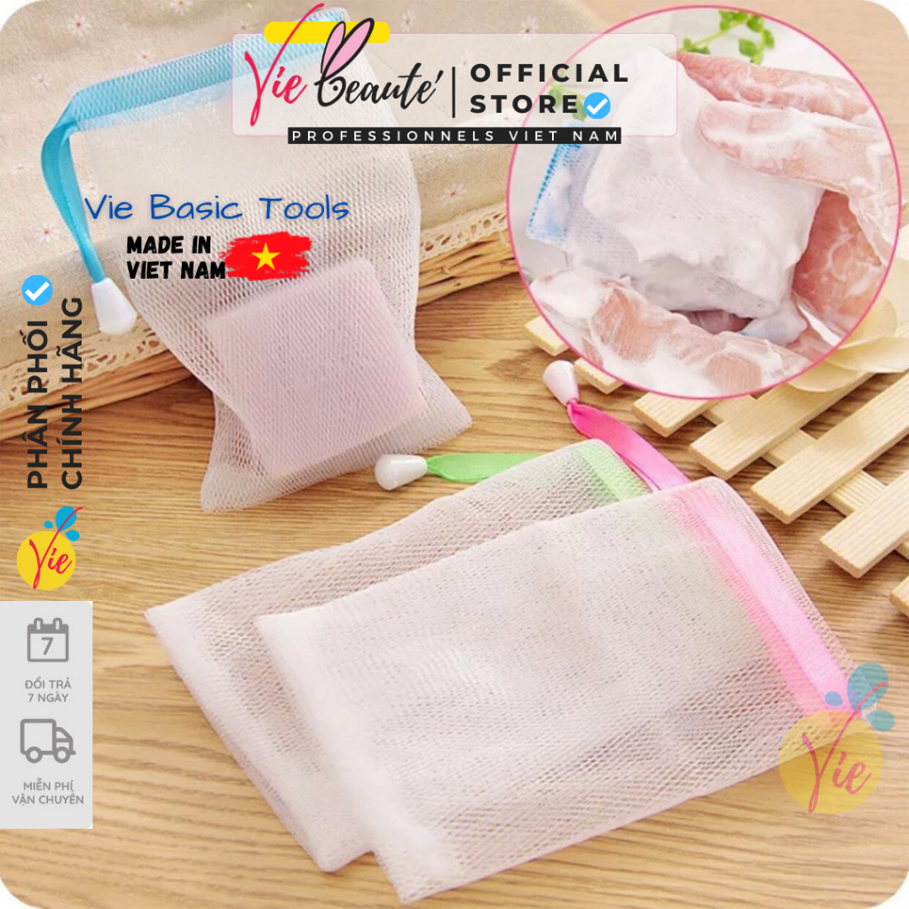 Lưới tạo bọt xà phòng - Túi lưới đựng xà phòng - Túi đựng xà bông tắm - Viebeaute