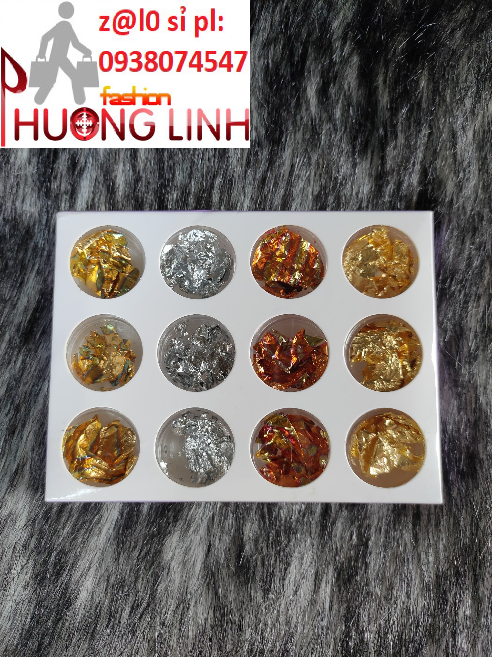 Set giấy nhún móng 12 ô có 4 màu