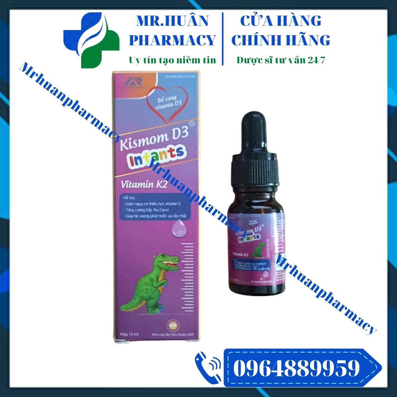 Vitamin D3 K2 MK7 Kismom D3 Infrants - Giúp tăng cường hấp thu Canxi, giúp hệ xương phát triển và chắc chắn