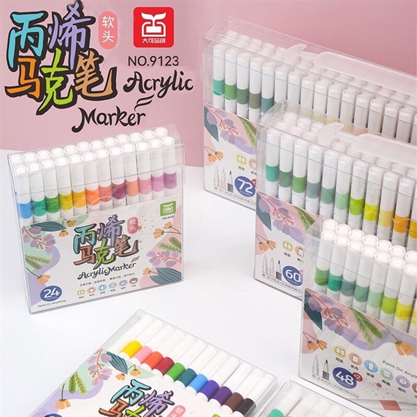 Bút lông màu acrylic marker brush 12/24/36/48/60 màu