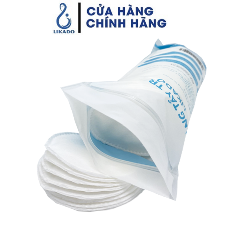 Bông tẩy trang Likado miếng tròn 100 miếng (BÔNG CÂY- 1 gói)