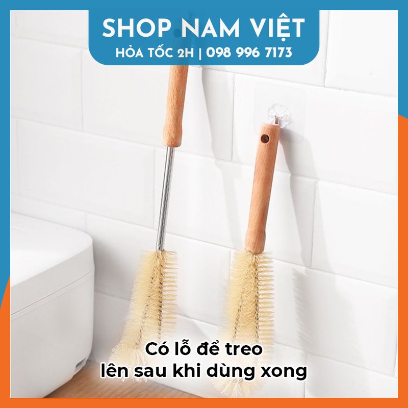 Cọ Rửa Cán Gỗ Cỡ Lớn Rửa Bình Sữa, Bình Nước, Ly Tách