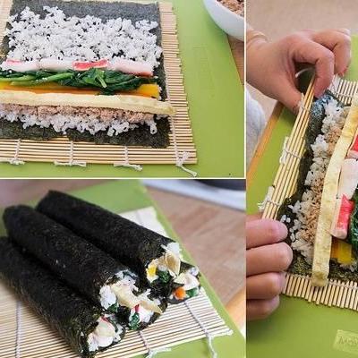 Dụng cụ cuộn sushi bằng gỗ, tiện lợi