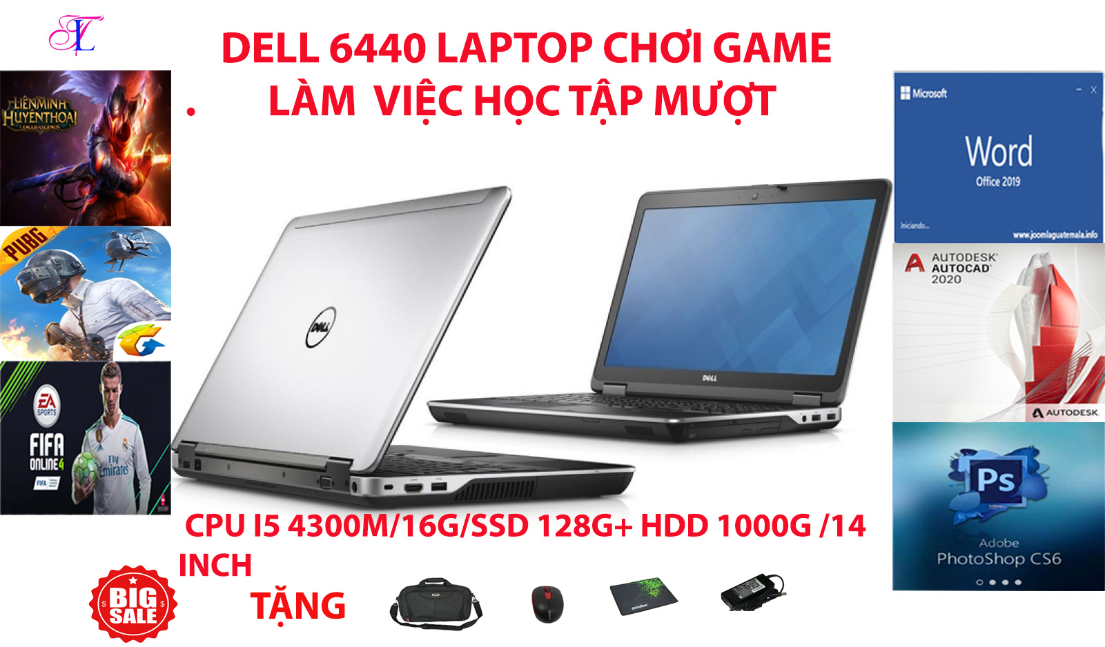 Laptop Khủng Long chơi game đồ họa văn phòng E6440 bền bỉ