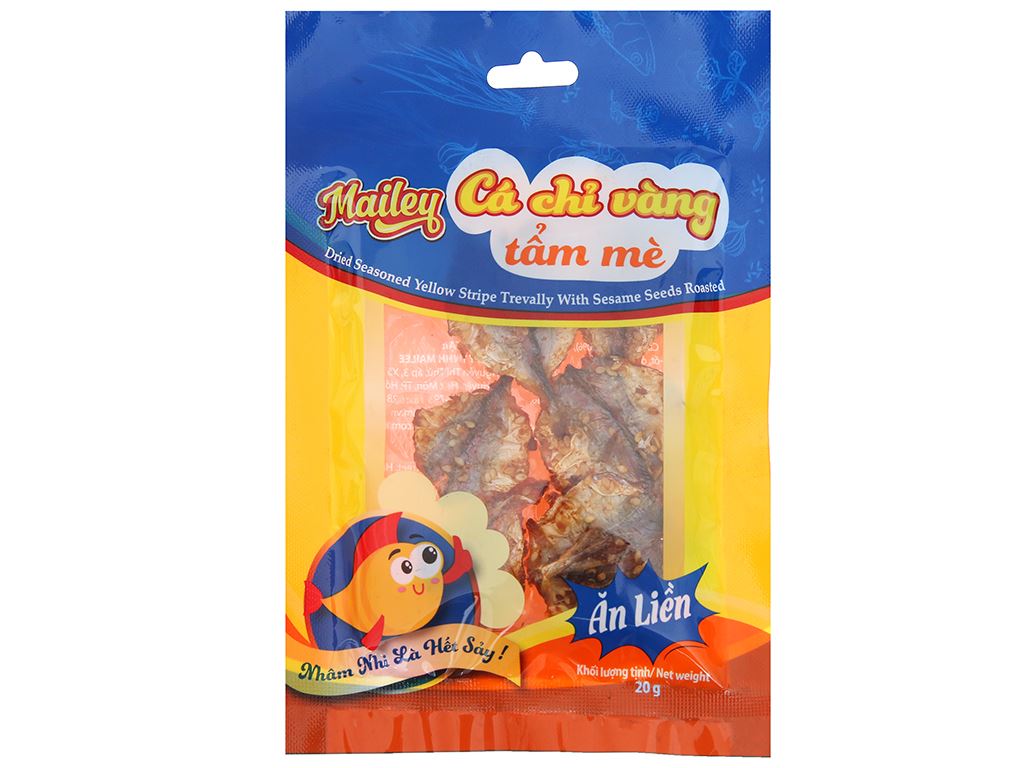 Dried seasoned yellow stripe trevally with sesame seeds roasted MAILEY 20G