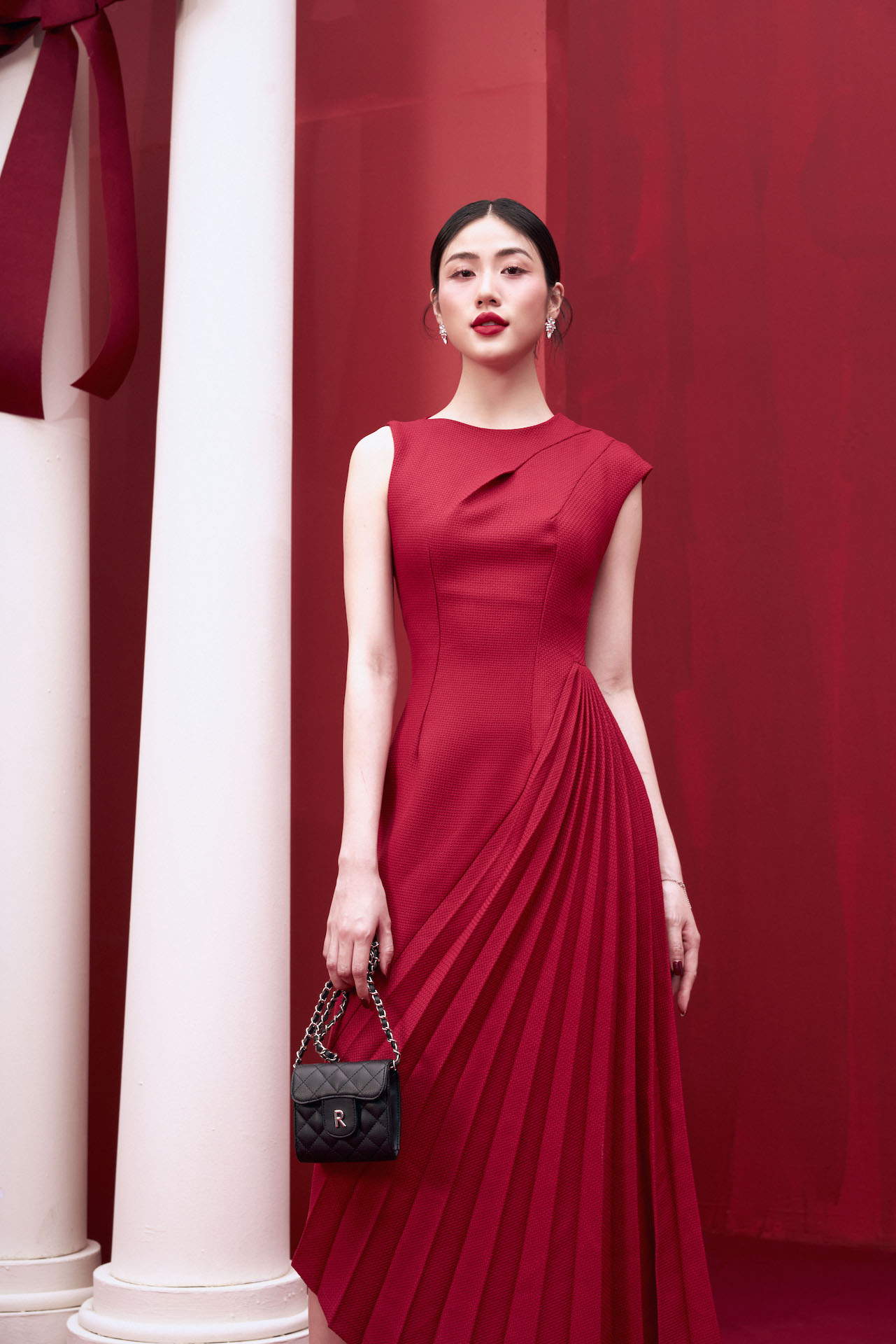 RẬP - Đầm Cổ Tròn Không Tay Thân Dập Ly - XMAS 07