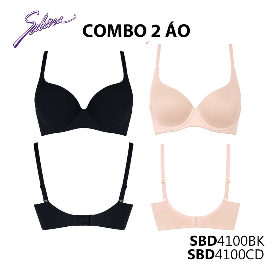 [SALE XẢ HÀNG 23/8- 31/8] Combo 2 Áo Lót Mút Mỏng Bản Dây Áo Lớn Phù Hợp Người Ngực To Màu Trơn Perfect Bra by Sabina SBD4100BK+SBD4100CD