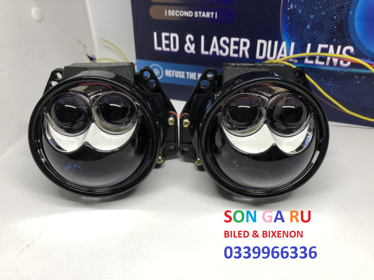 Đèn Bi LED S-LIGHT PRO x2 trợ pha LASER 3 inch